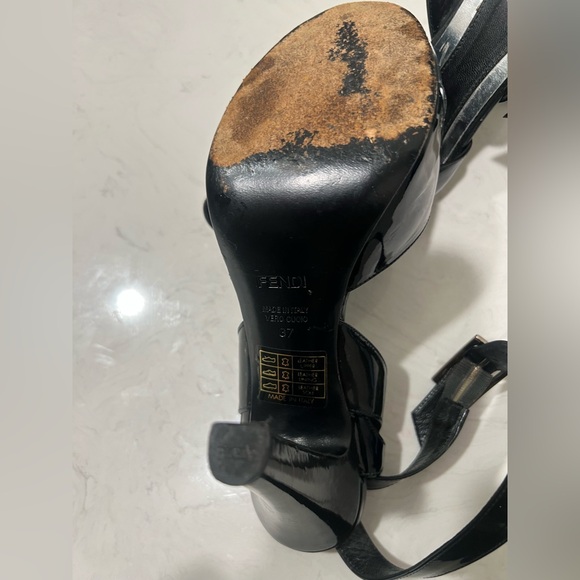 Fendi Glossy Black Strappy heels - Picture 5 of 6